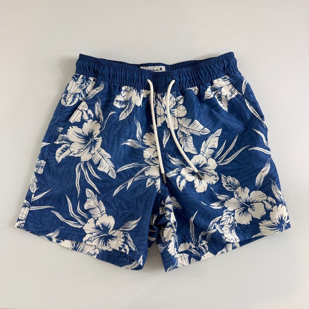 American Eagle Blue Floral Swim Trunks Lined Board Shorts Men's XS